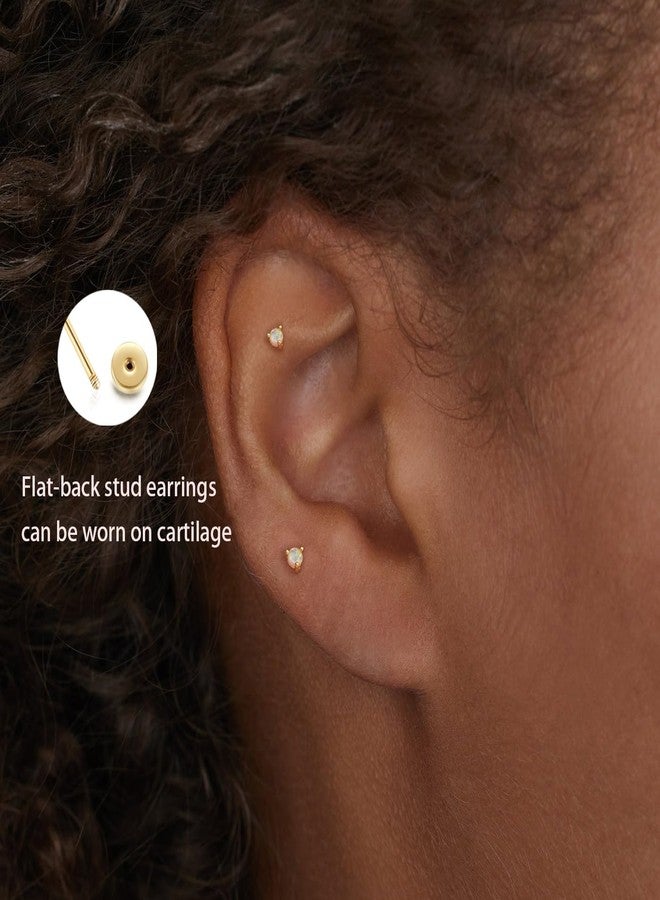 Ewrkbrㅤ Ewrkbr Opal Earrings Set for Women,14K Gold Plated Flat Back Cartilage Earring Stacks Hypoallergenic Dainty Small Hoop Huggie Earrings for Women Trendy Cute Helix Piercing Jewelry Sets - Image 4